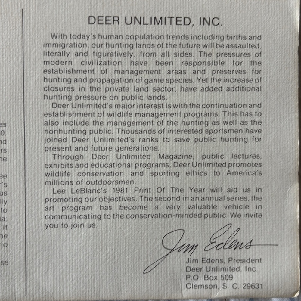 Lee Le Blanc 1981 Northern Woodland Whitetail Stamp, Print, Signed, Numbered - Picture 7 of 12